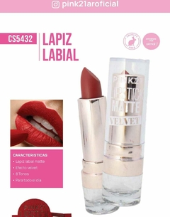 BARRAS LABIAL EFECTO MATTE VELVET / PINK 21 # CS5432