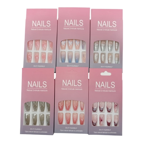 UÑAS POSTIZAS ADHESIVAS CON DISEÑOS / NAIL NATURAL 2 MINUTE MANICURE # F012