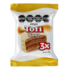 ALFAJOR TOFI TRIPLE CHOCOLATE BLANCO 73 GRS.