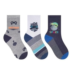 Meia Infantil Cano Longo MENINO - Kit 3 Pares - loja online