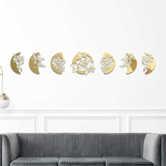 Quadro Escultura de Parede, Fases da Lua Floral, em Acrílico
