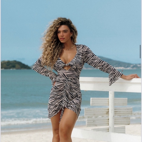 SAÍDA DE PRAIA VESTIDO ZEBRA SAFARI
