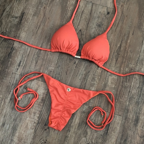 BIQUÍNI LACINHO TERRACOTA PLISSÊ