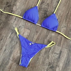 BIQUÍNI LACINHO FIXO BICOLOR ROXO E AMARELO