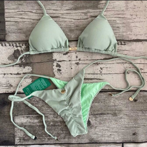BIQUÍNI LACINHO VERDE MENTA CANELADO