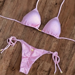 BIQUÍNI LACINHO ROSA BEBÊ PLISSÊ
