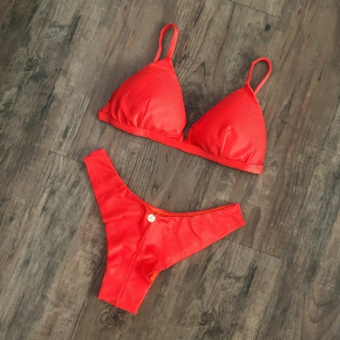 BIQUÍNI TOP FIXO ASA DELTA TOMATE CANELADO