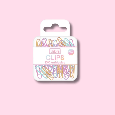 Caixa Clips Pastel c/ 100und Tilibra