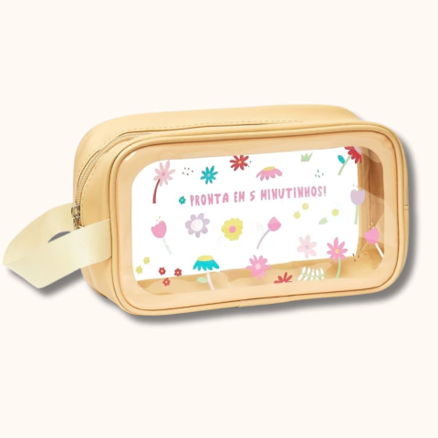 Necessaire Transparente Bege 5 minutinhos – Floriê - comprar online