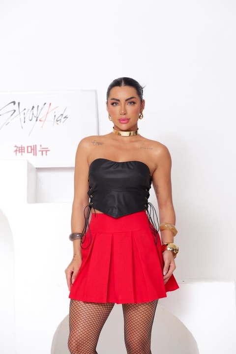 Saia Vermelha plissado 2