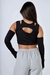 Cropped sobreposição com Luvas preto - GLAM PARADISE