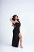 Vestido Fenda Costas Reta Preto