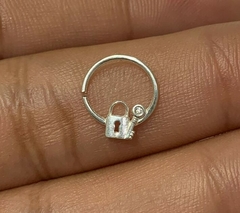Argola Prata 925 Chave e Cadeado