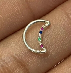 Lua Clicker Prata 925 Zircônias Colorful
