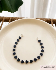 Pulsera corazón piedra natural de la galaxia y plata en internet