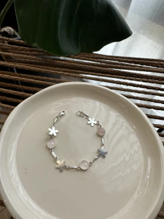 Pulsera de plata y nácar rosa en internet