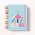 Planner 2026 com capa azul clara, ilustração de cogumelos coloridos e texto decorativo "Let Go"