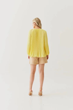 BLUSA CREPE PLISSADO MG LONGA ELASTICO - PÉTHALA