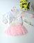 Conjunto Infantil Feminino Petit Cherie Rosa Claro Manga Longa Arco-Iris Strass e Saia Babados Tule REF : 24296
