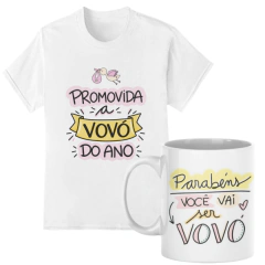 Kit Anúncio de Gravidez Promovida a Vovó – Camiseta e Caneca Personalizadas | Dona Kraft