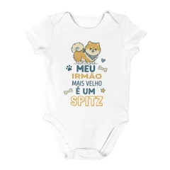 Body Bebê Irmão de Cachorro | Meu Irmão é um Spitz Lulu da Pomerânia