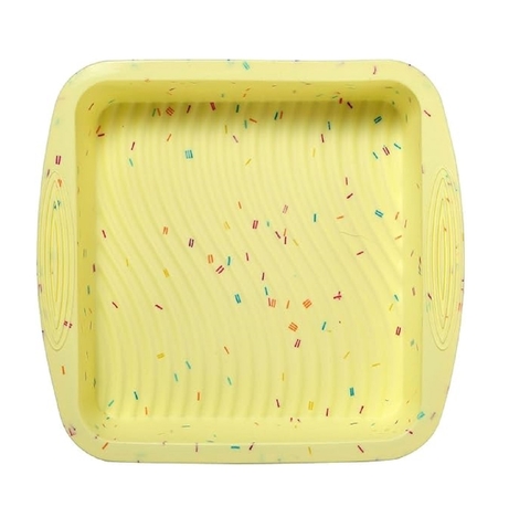 Forma Quadrada de Silicone Amarela 26,5cm Antiaderente