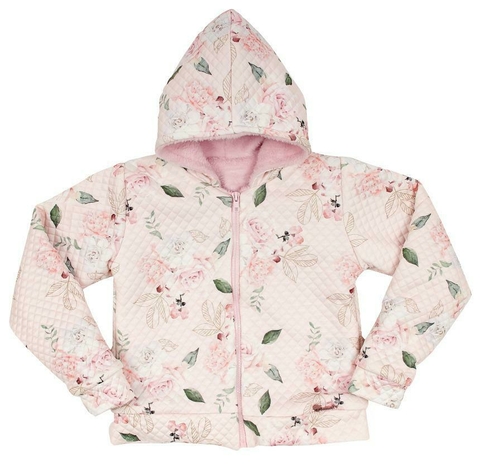 Jaqueta estampada floral com pelo Cattai