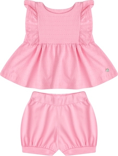 13702 CONJUNTO BEBE MENINA P-M-G BATA COM SHORT COTTON COM PINGENTE - comprar online