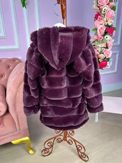 Imagem do CASACO INFANTIL FEMININO PELUCIADO MARSALA COM CAPUZ QUENTINHO INVERNO