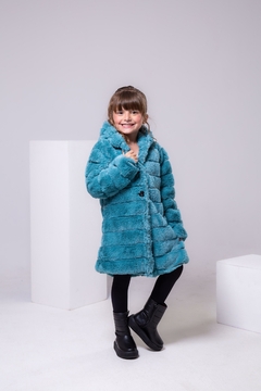 CASACO INFANTIL FEMININO PELUCIADO VERDE JADE COM CAPUZ QUENTINHO INVERNO