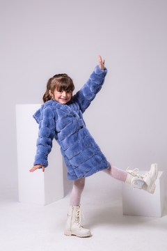 Imagem do CASACO INFANTIL FEMININO PELUCIADO AZUL COM CAPUZ QUENTINHO INVERNO