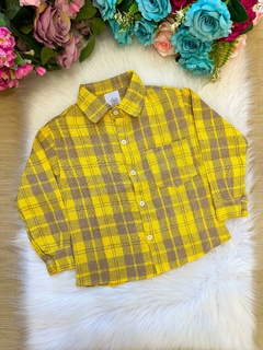 Camisa Xadrez Infantil Miguel Amarelo Flanela/Flanelada Junina - loja online
