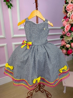 Vestido Infantil Junino Luxo Arraia Feliz Preto - loja online