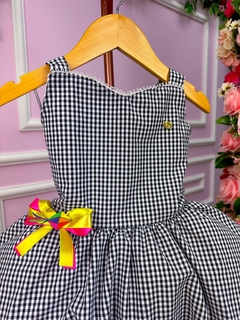 Vestido Infantil Junino Luxo Arraia Feliz Preto