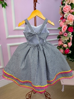 Imagem do Vestido Infantil Junino Luxo Arraia Feliz Preto