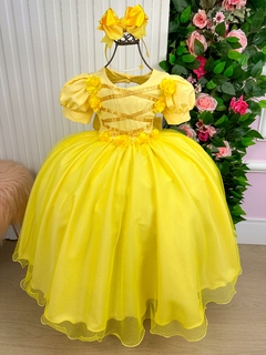 Vestido Infantil Fantasia Longa Princesa Amarelo - comprar online