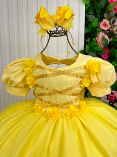 Vestido Infantil Fantasia Longa Princesa Amarelo - LORY JOY | LOJA INFANTIL