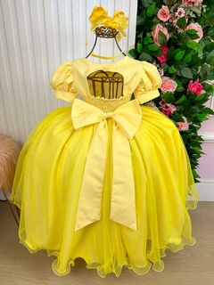 Vestido Infantil Fantasia Longa Princesa Amarelo na internet