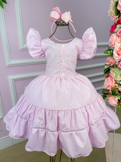 Vestido Junino Infantil Classico Modinha Rosa Bebe / Noiva Junina