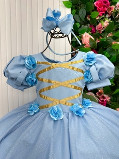 Vestido Infantil Fantasia Longa Princesa Azul