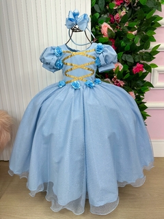 Vestido Infantil Fantasia Longa Princesa Azul na internet