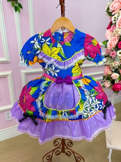 Vestido Junino Infantil Dandara Chita Tradicional | Festa Caipira São João Julina | Sem Shortinho