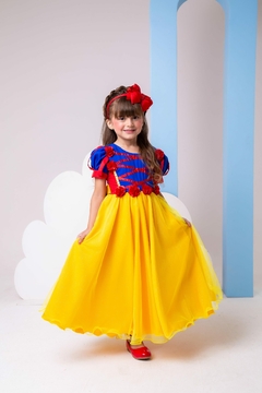 Vestido Infantil Fantasia Longo Branca de Neve na internet