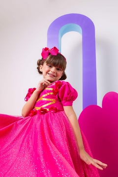 Vestido Infantil Fantasia Longa A Bela Adormecida Aurora Pink na internet