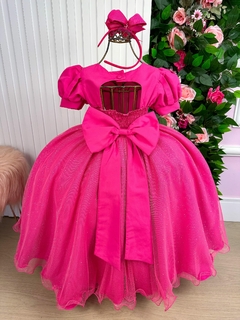 Vestido Infantil Fantasia Longa A Bela Adormecida Aurora Pink na internet