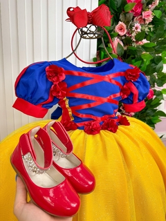 Vestido Infantil Fantasia Longo Branca de Neve na internet