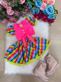 Conjunto Junino Infantil Luxo Rosa Neon - comprar online