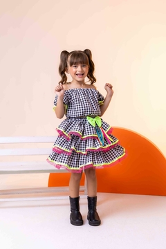 Conjunto Junino Luxo Sofia Xadrez Preto