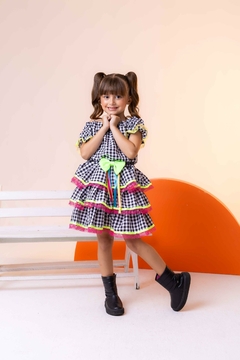 Conjunto Junino Luxo Sofia Xadrez Preto
