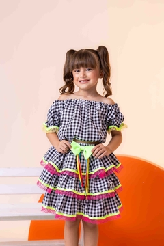 Conjunto Junino Luxo Sofia Xadrez Preto - comprar online